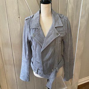 Blanc NYC Suede Moto Jacket - Lt Gray